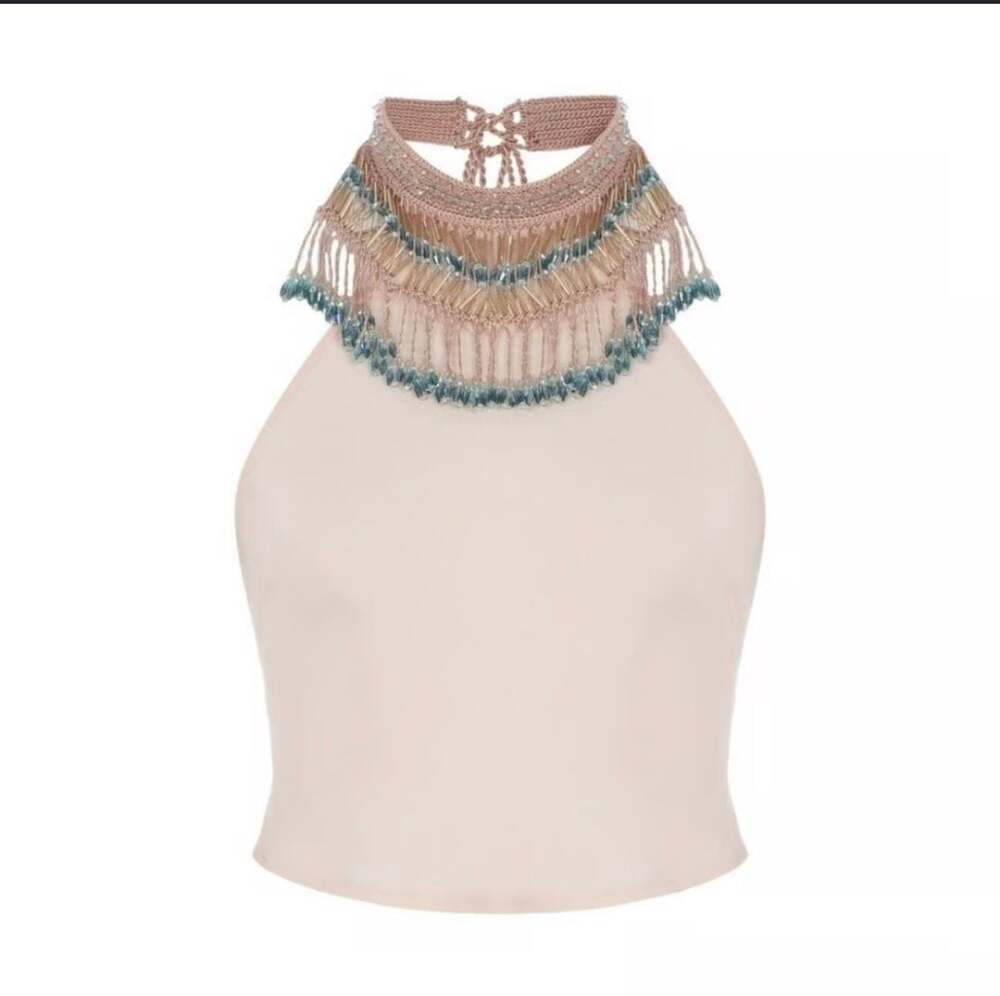 My Beachy Side x Emily In Paris Beaded Halter Top Size M